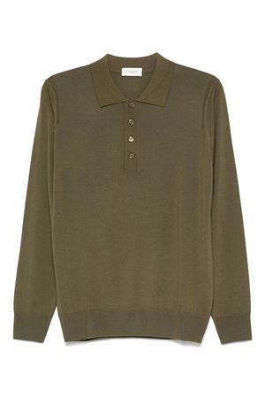 Green virgin wool polo shirt PAOLO PECORA | A010F0015606